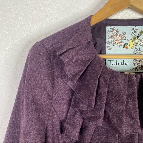 Anthropologie Tabitha Purple Wool Blend Foilage Finder Blazer Jacket - Picture 4 of 8